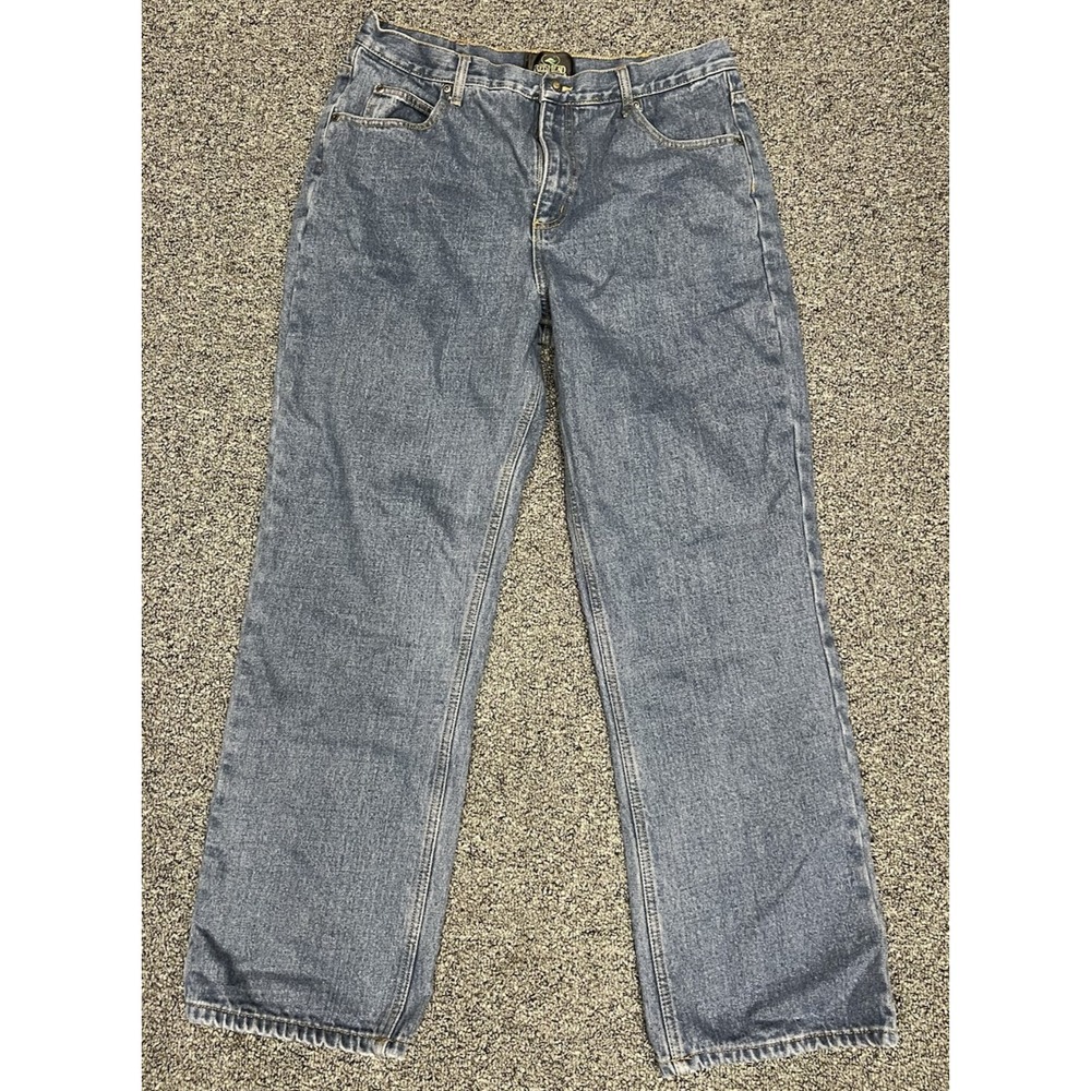 Red Head Flannel Lined Jeans Men's 36x32 Blue Straight Leg Dark Wash 100% Cotton